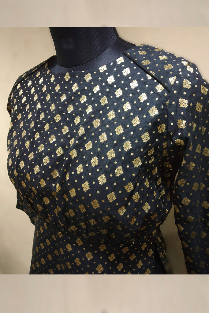 Booti Printed Silk Peplum Blouse