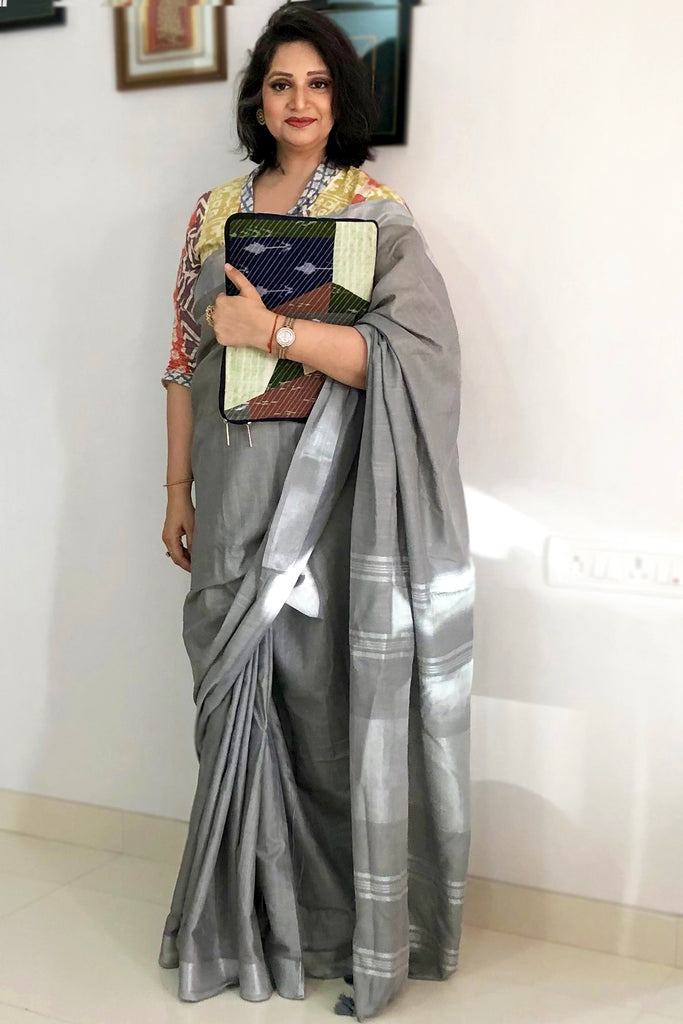 Linen Grey Handloom Saree | Elegant and Timeless Styles