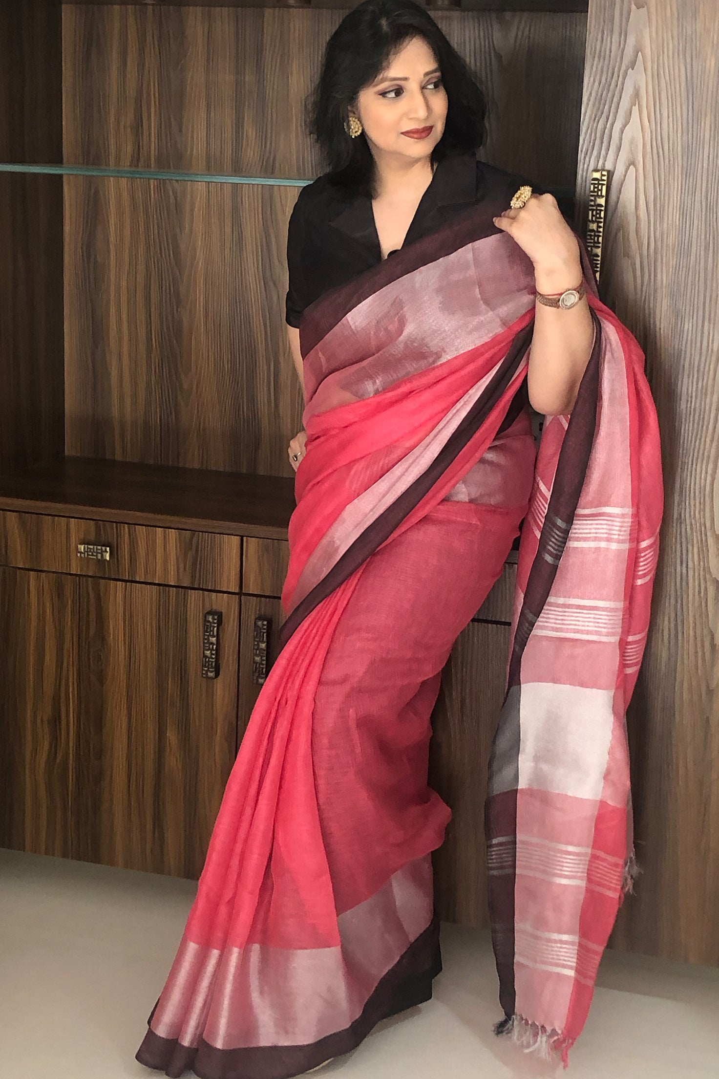 Buy Ethnic Junction Printed Bollywood Cotton Linen Saree Online at Best  Prices in India - JioMart.