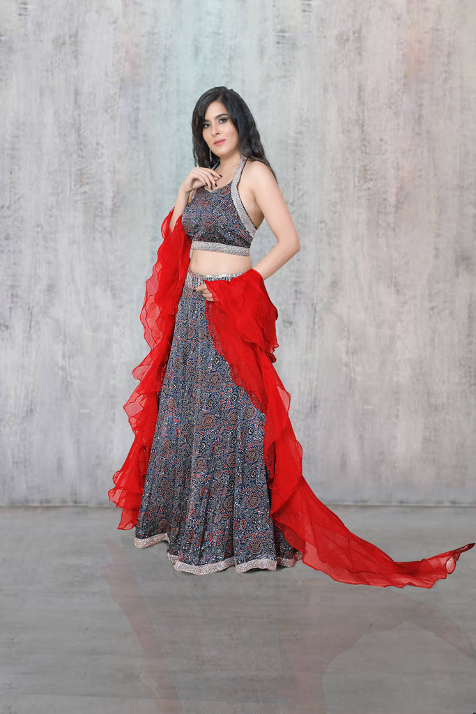 Buy lehenga and choli with Patola print in diffrent color and blouse with  patola print (Navyblue) Online at Best Prices in India - JioMart.
