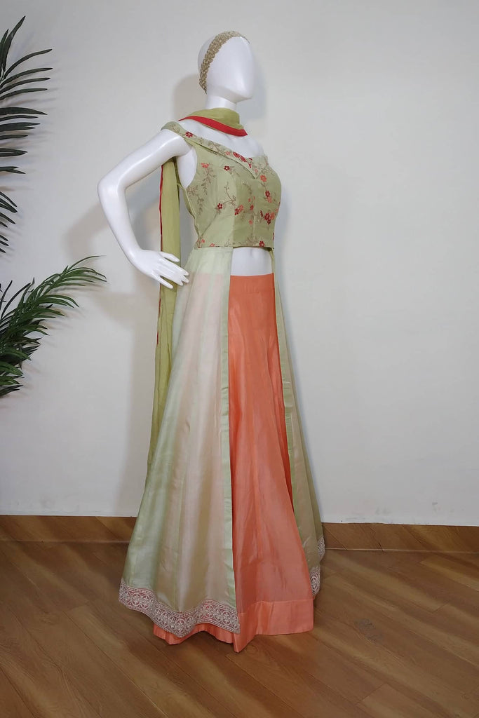 Nalini - Blue Lehenga with Off Shoulder Blouse & Dupatta Set – Anuthi  Fashion
