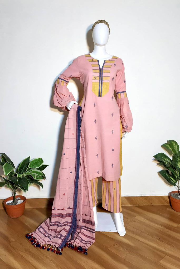 Okhai 'Pink Lily' Pure Cotton Hand Block Printed Kurta Pant Dupatta Se –  Okhaistore